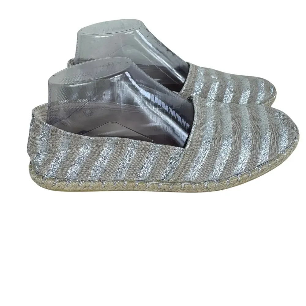 Alex + Alex Tan Silver Shimmer Slip On Espadrilles Loafers Flats Size 40 8.5